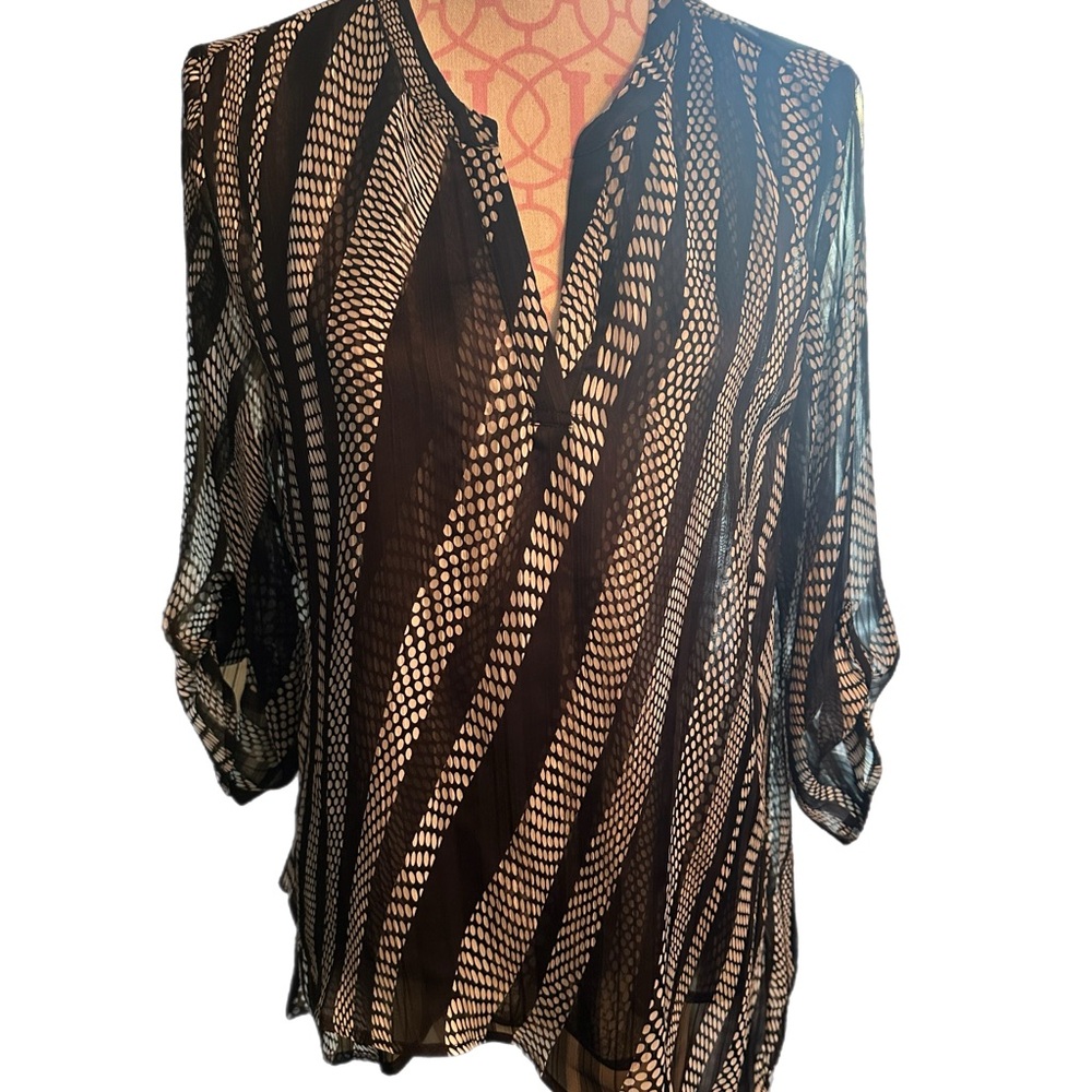 Chico's Black and Cream Patterned Tunic